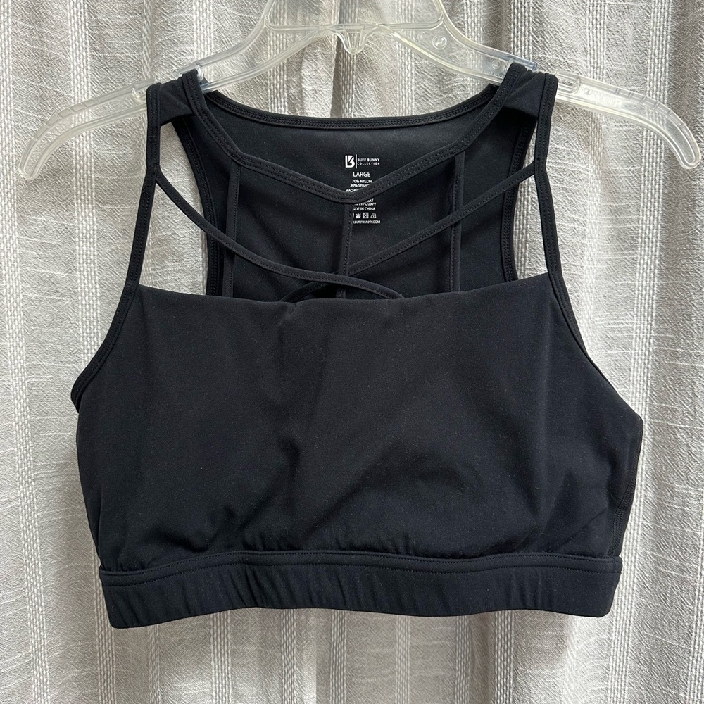 BuffBunny Black Strappy Sports Bra